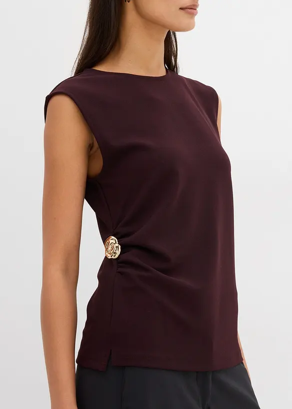 Topp av krepp med pyntespenne, bonprix