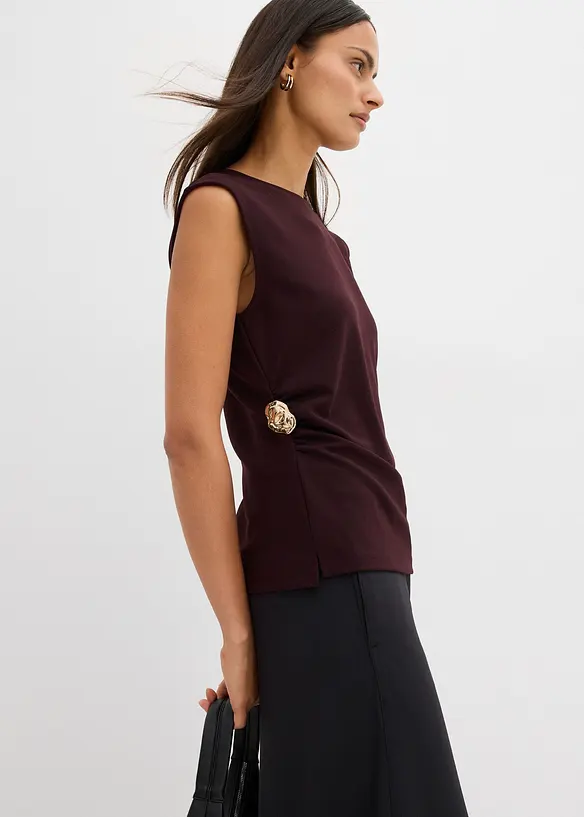 Topp av krepp med pyntespenne, bonprix