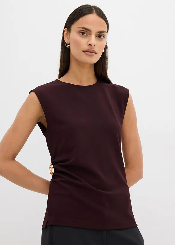 Topp av krepp med pyntespenne, bonprix