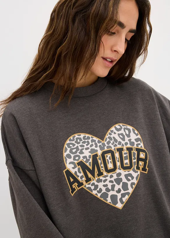 Oversized sweatshirt i bomullsmiks, bonprix