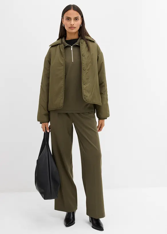 Bukse med legg i viskosemiks, bonprix