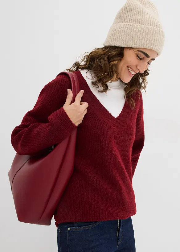 Strikket genser med V-hals, bonprix