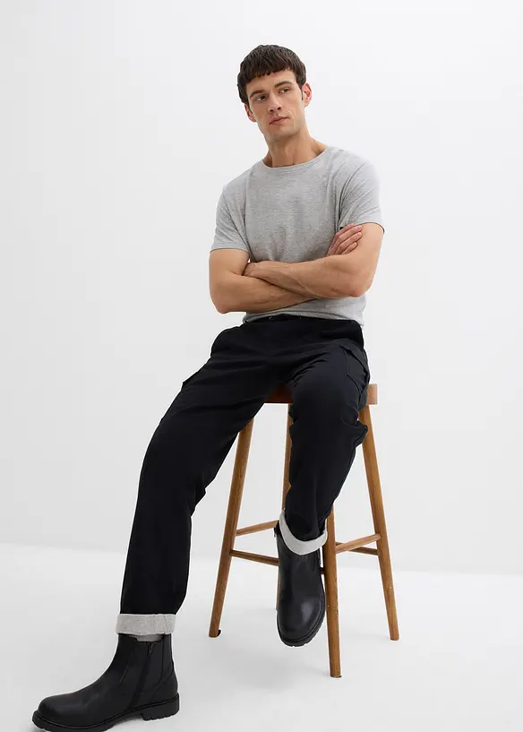 Relaxed Fit pull on-bukse i varmende materiale, Tapered, bonprix