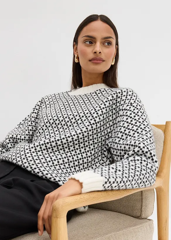 Grovstrikket genser med ull, bonprix