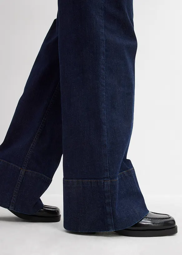 Wide Leg-jeans Mid Waist med økologisk bomull, bonprix