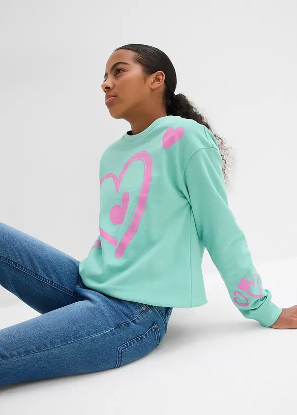 Sweatshirt i 100% økologisk bomull med boblekant, bonprix