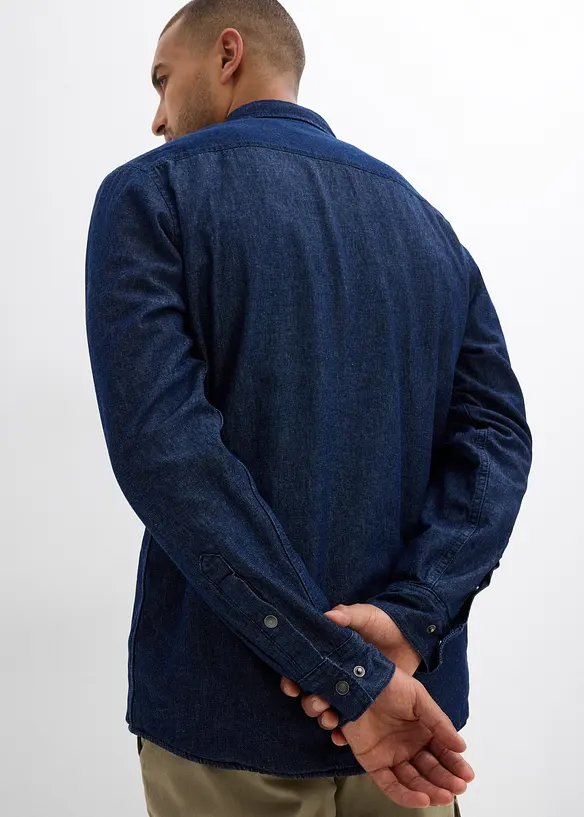 Jeansskjorte, varmt fôret, bonprix