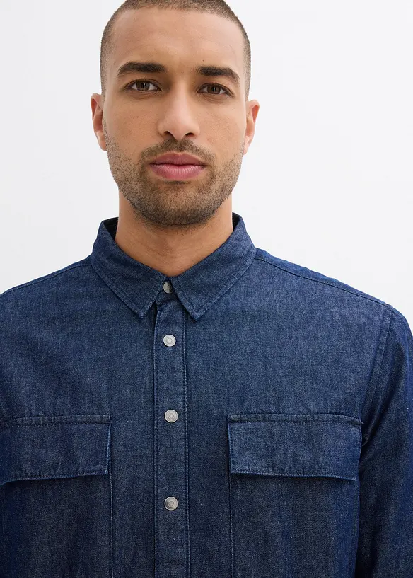 Jeansskjorte, varmt fôret, bonprix