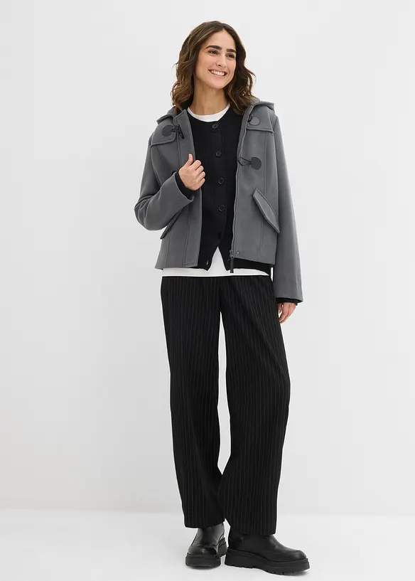 Ribbestrikket cardigan med rund hals, bonprix