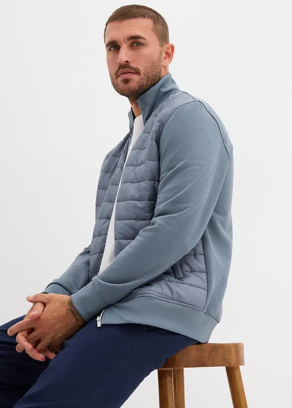 Sweatjakke i materialmiks, bonprix