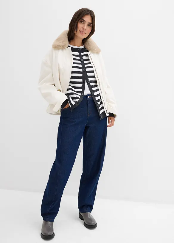 Finstrikket cardigan med rund hals, bonprix