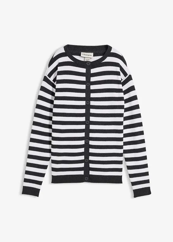 Finstrikket cardigan med rund hals, bonprix