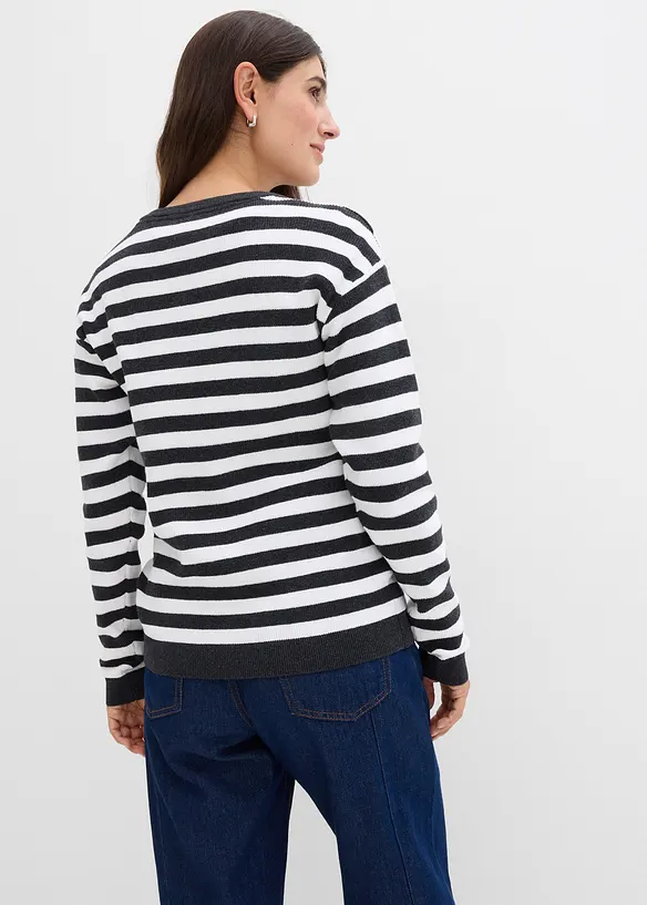 Finstrikket cardigan med rund hals, bonprix