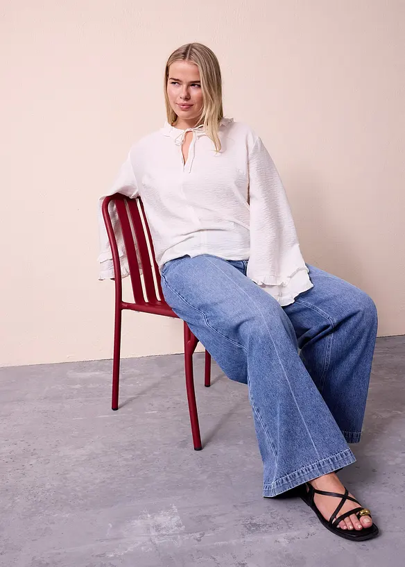 Wide Leg-jeans Mid Waist, Low Stretch Full Length, bonprix