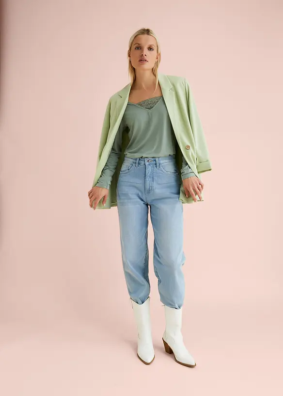 Barrel-Jeans, High Waist, økologisk bomull, bonprix