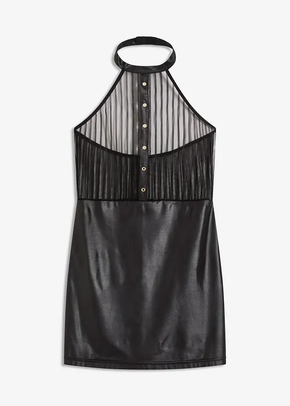 Halterneckkjole i wetlook, bonprix