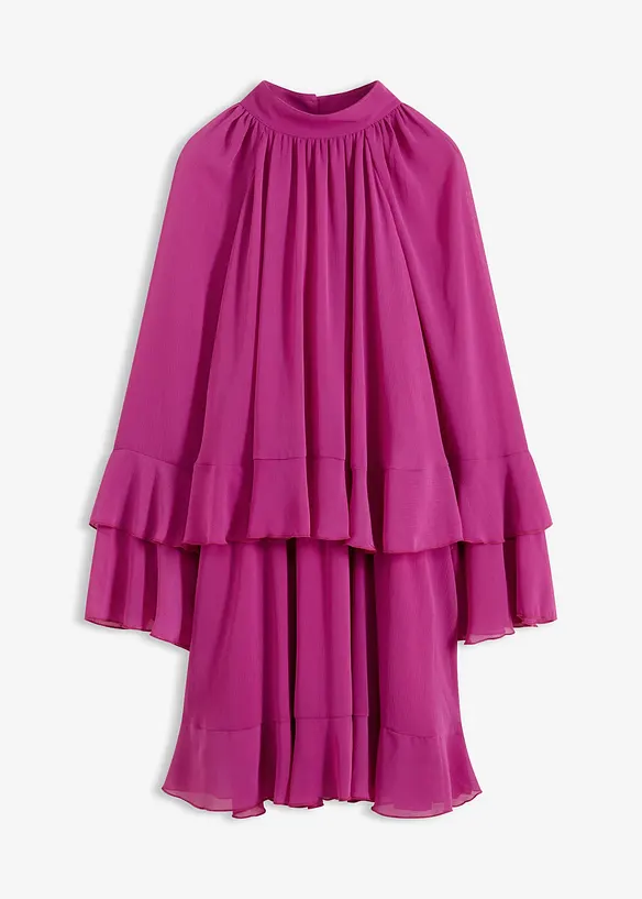 Chiffonkjole med volanger, bonprix