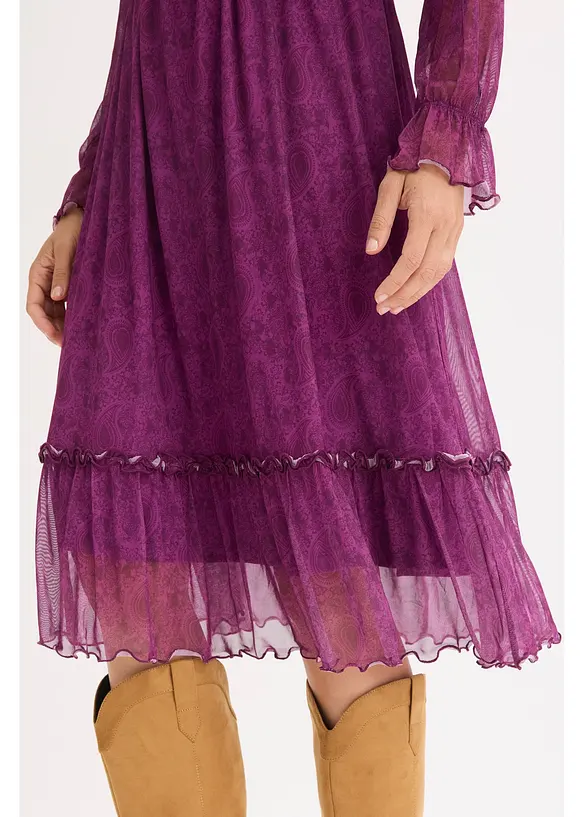 Midikjole i jersey mesh, bonprix