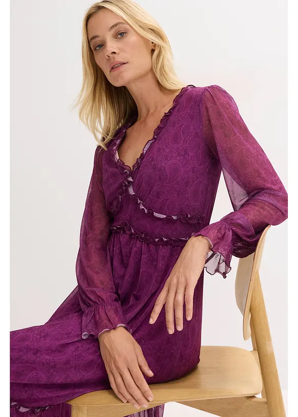 Midikjole i jersey mesh, bonprix