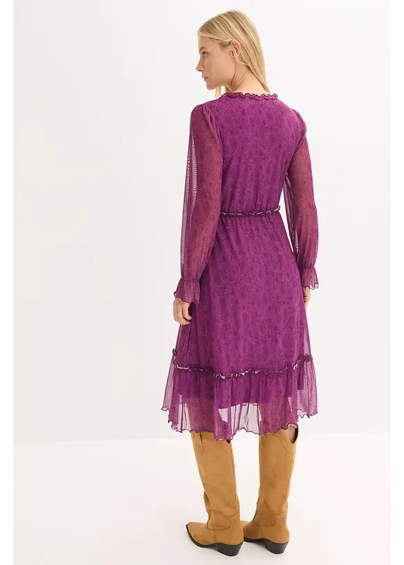 Midikjole i jersey mesh, bonprix