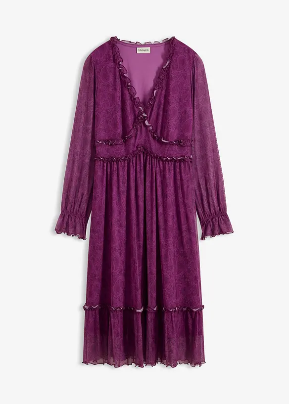 Midikjole i jersey mesh, bonprix