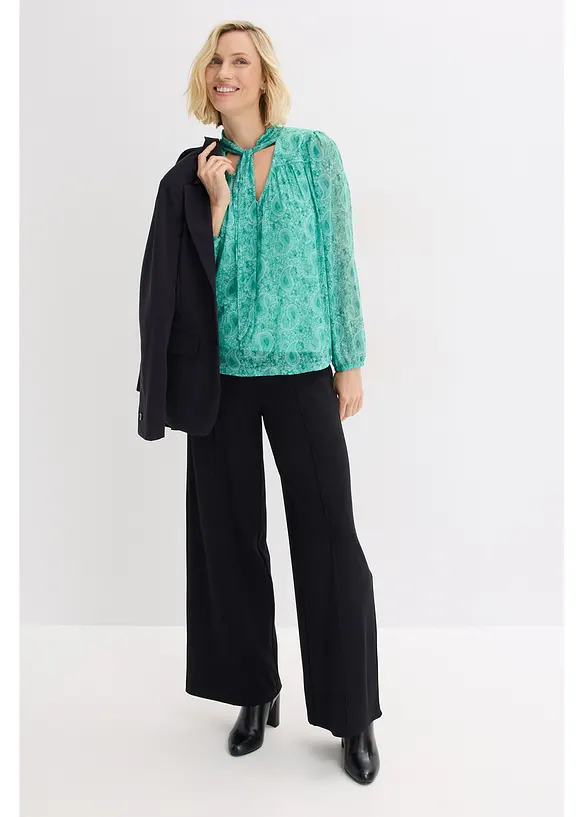 Langermet topp av delikat mesh, bonprix