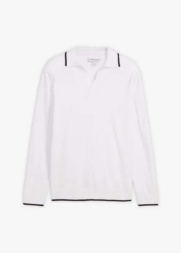 Finstrikket genser med kontrastdetaljer, bonprix