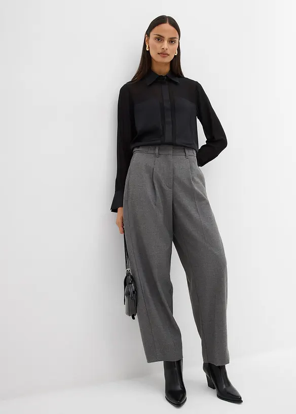 Skjorte med innfelling i sateng, bonprix