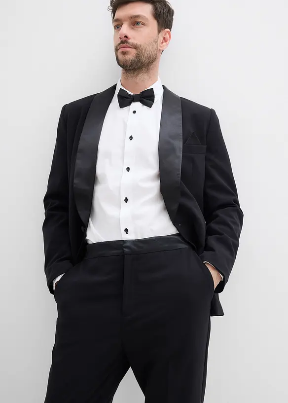 Smoking-bukse med stretchandel, Slim Fit, bonprix