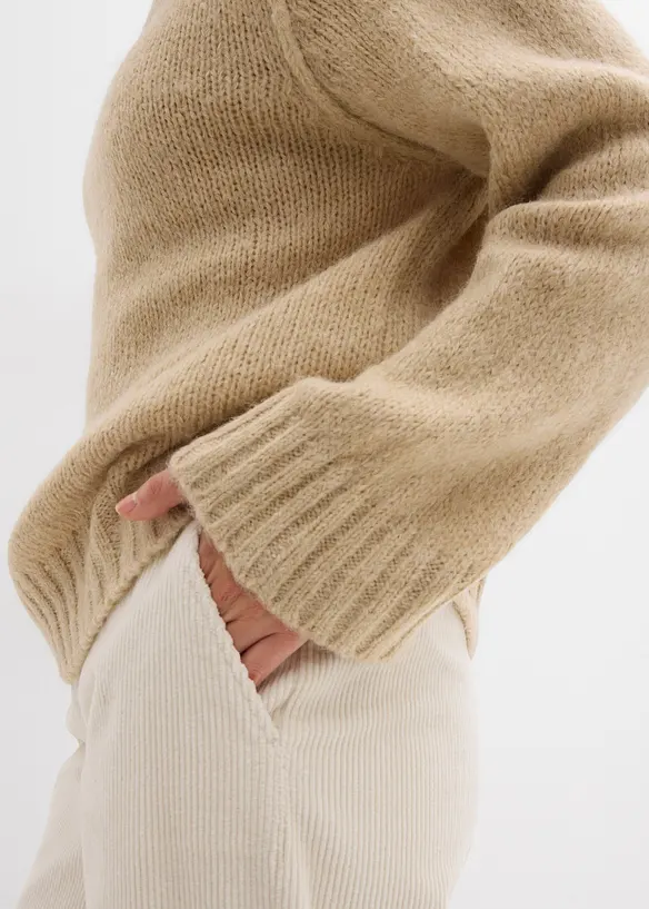 Oversized, grovstrikket genser, bonprix