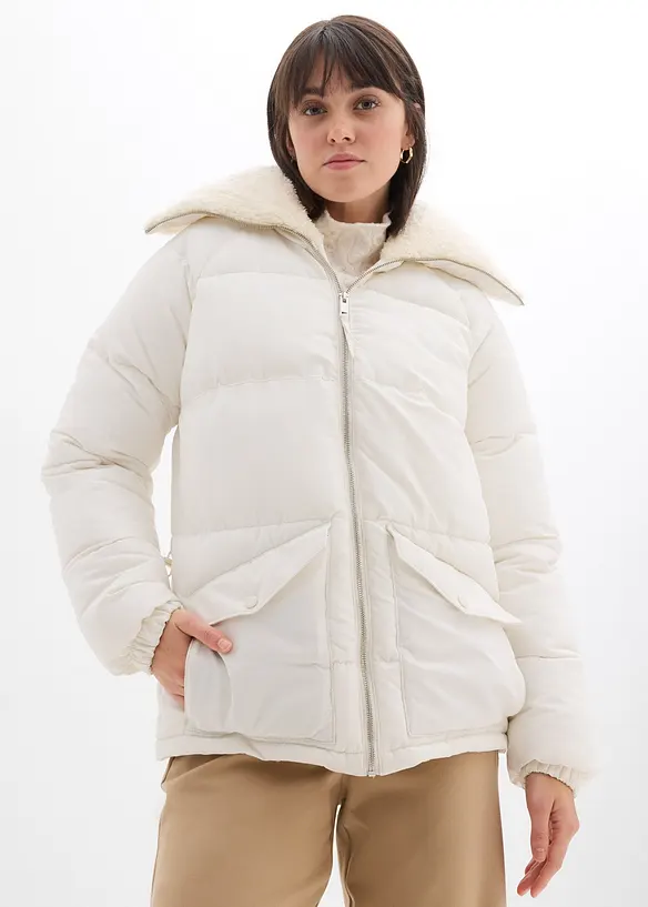 Vattert jakke med pilékrage, bonprix