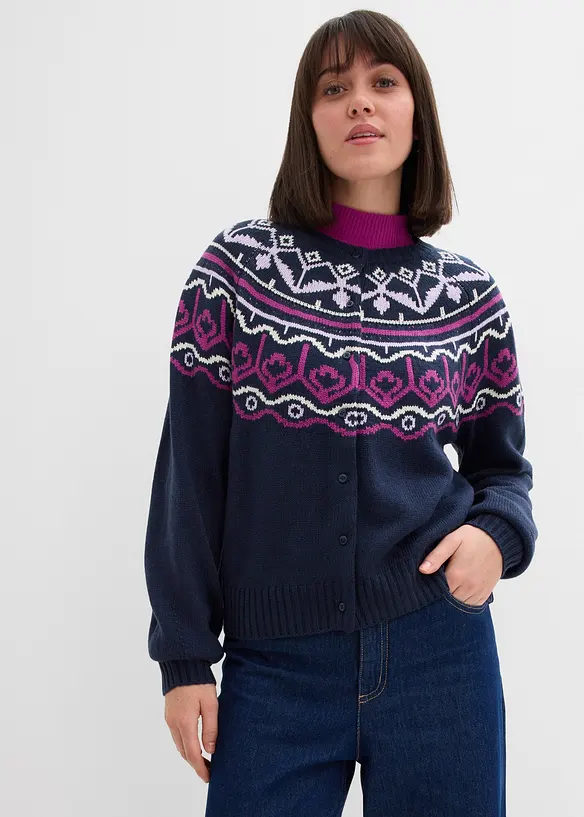 Oversized cardigan med koftem&oslash;nster, bonprix