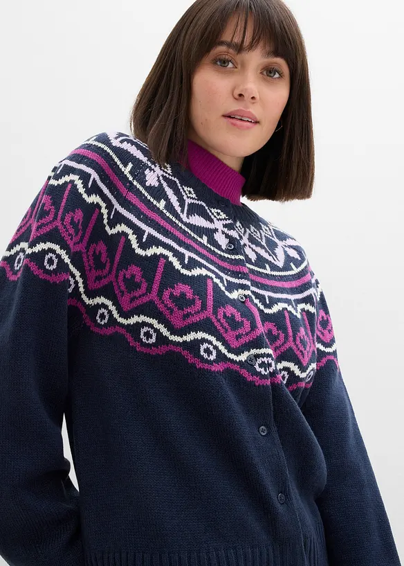 Oversized cardigan med koftem&oslash;nster, bonprix