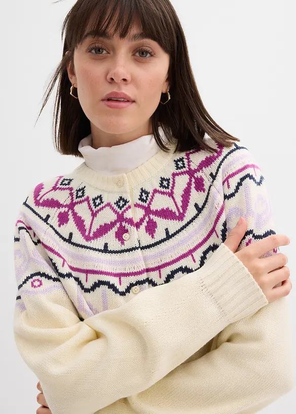 Oversized cardigan med koftemønster, bonprix