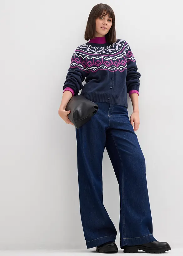 Oversized cardigan med koftem&oslash;nster, bonprix