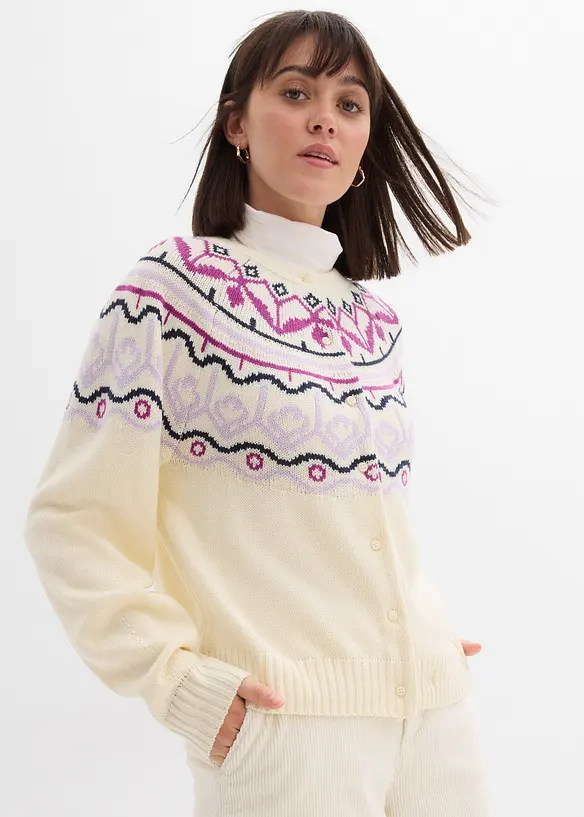 Oversized cardigan med koftemønster, bonprix