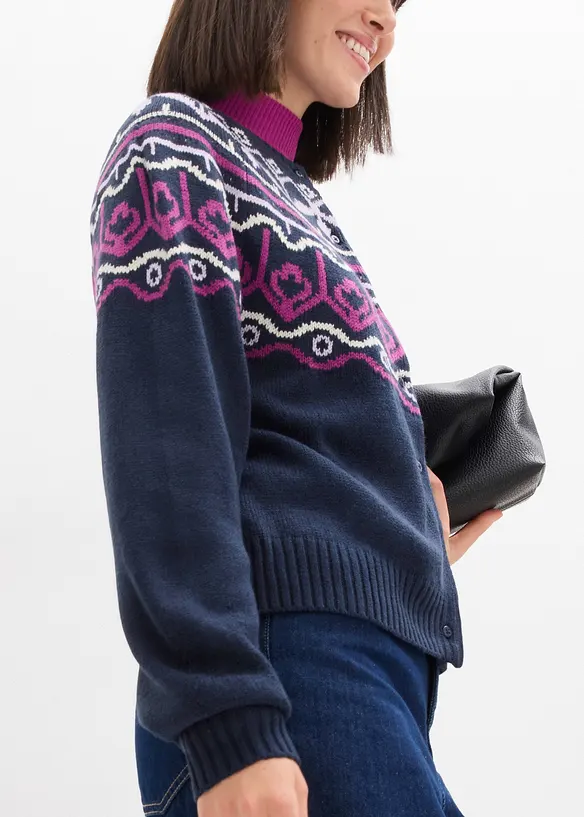 Oversized cardigan med koftem&oslash;nster, bonprix