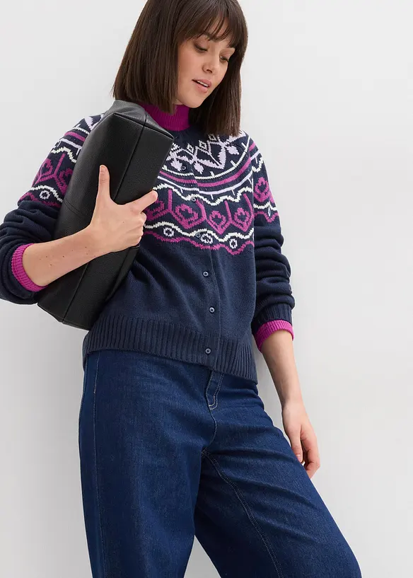 Oversized cardigan med koftem&oslash;nster, bonprix