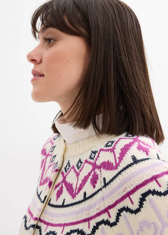 Oversized cardigan med koftemønster, bonprix