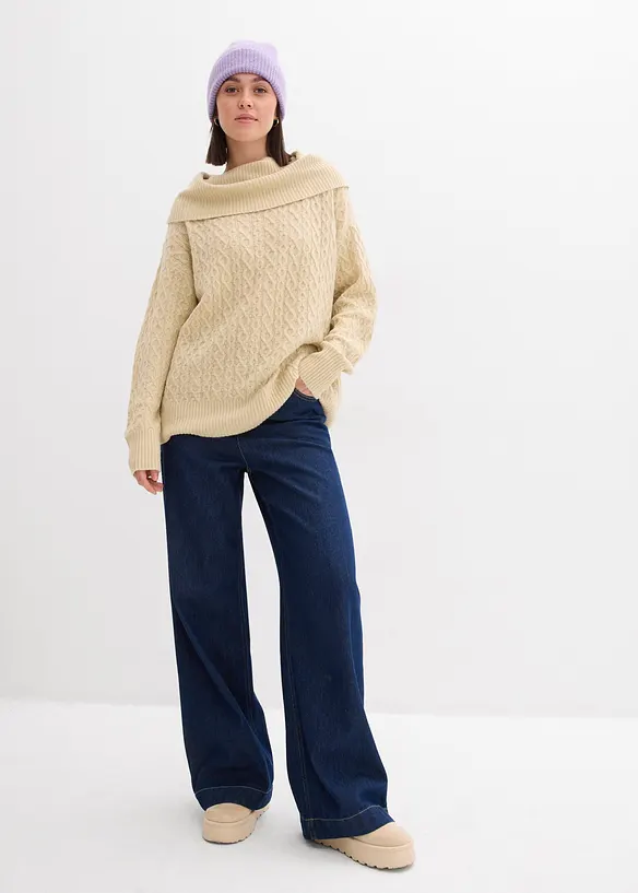 Kabelstrikket genser, bonprix