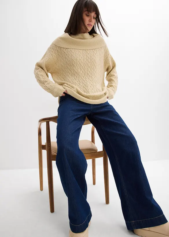 Kabelstrikket genser, bonprix