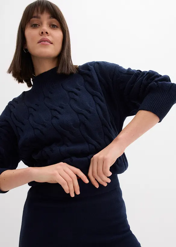 Strikket midiskjørt i myk viskosemiks, bonprix