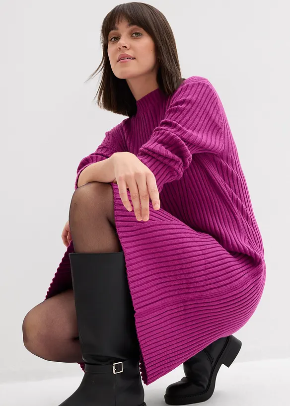 Strikket minikjole i myk viskosemiks, bonprix