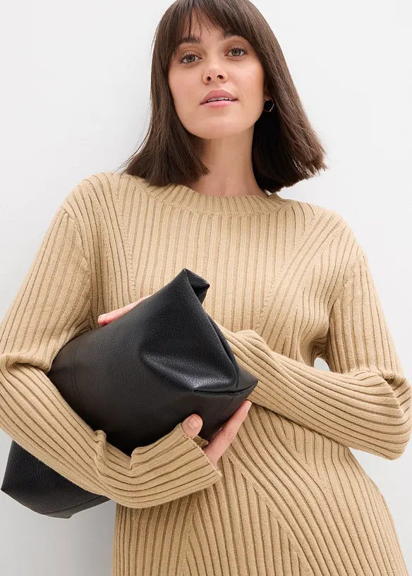 Strikket minikjole i myk viskosemiks, bonprix