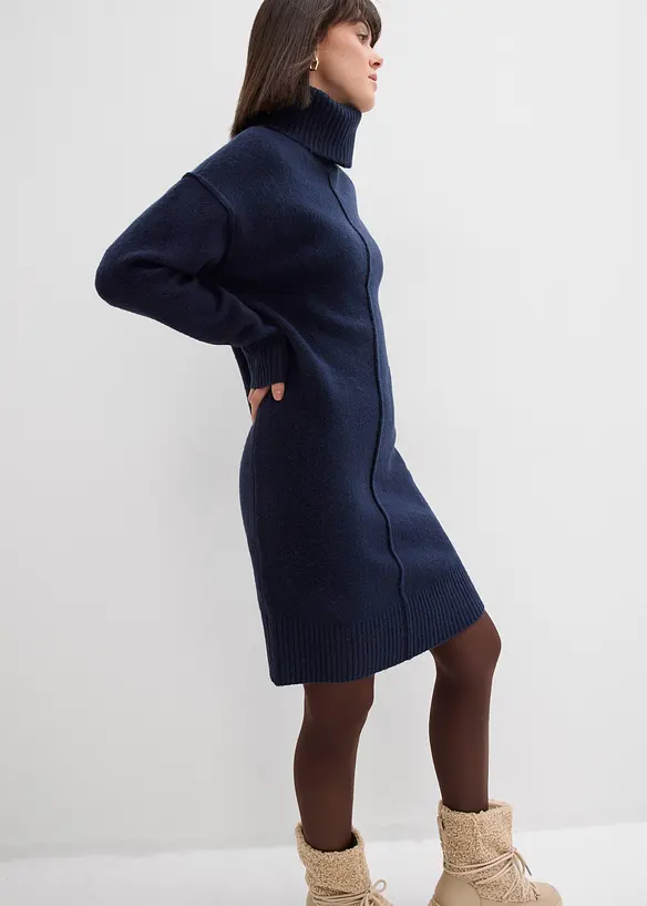 Strikket kjole med pyntesøm, bonprix