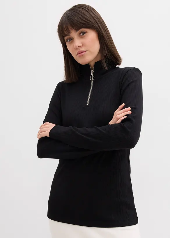 Ribbestrikket topp i myk viskosemiks, bonprix