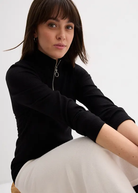 Ribbestrikket topp i myk viskosemiks, bonprix