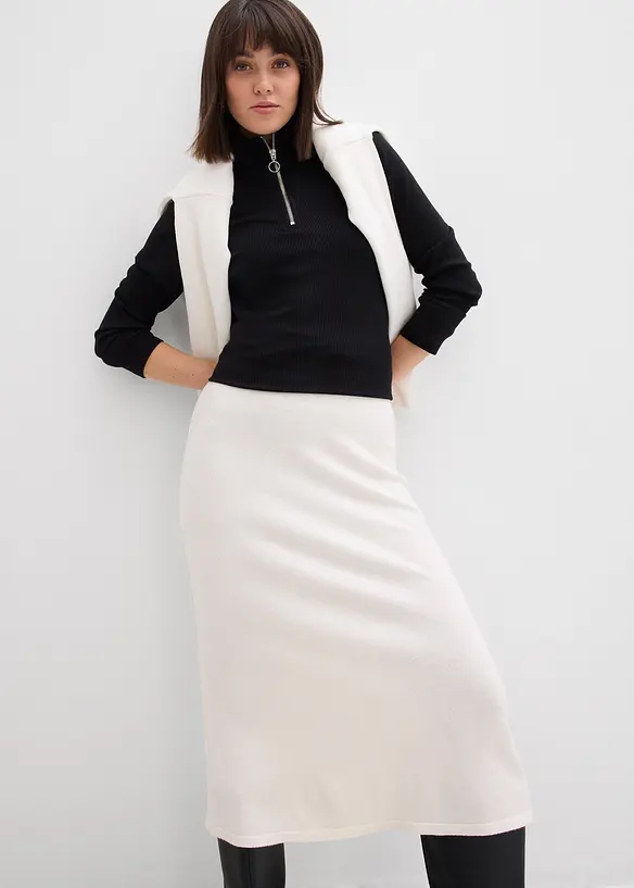 Ribbestrikket topp i myk viskosemiks, bonprix