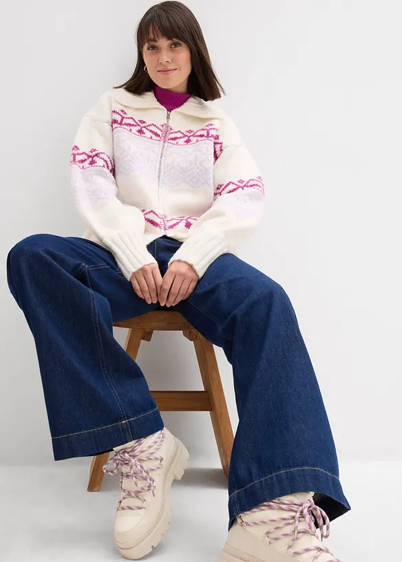 Cardigan med koftem&oslash;nster, bonprix