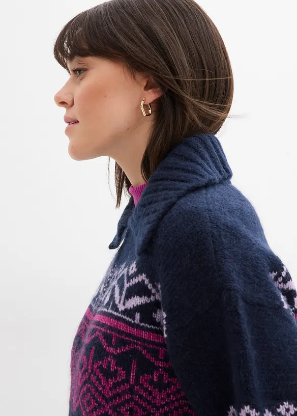 Oversized cardigan med moderne koftemønster, bonprix